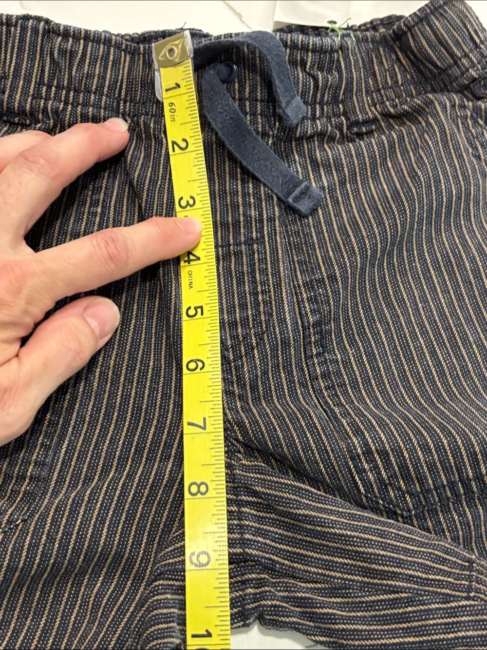 Gymboree Boys Black Tan Pinstripe 100% Cotton Bermuda Casual Shorts Size 8
